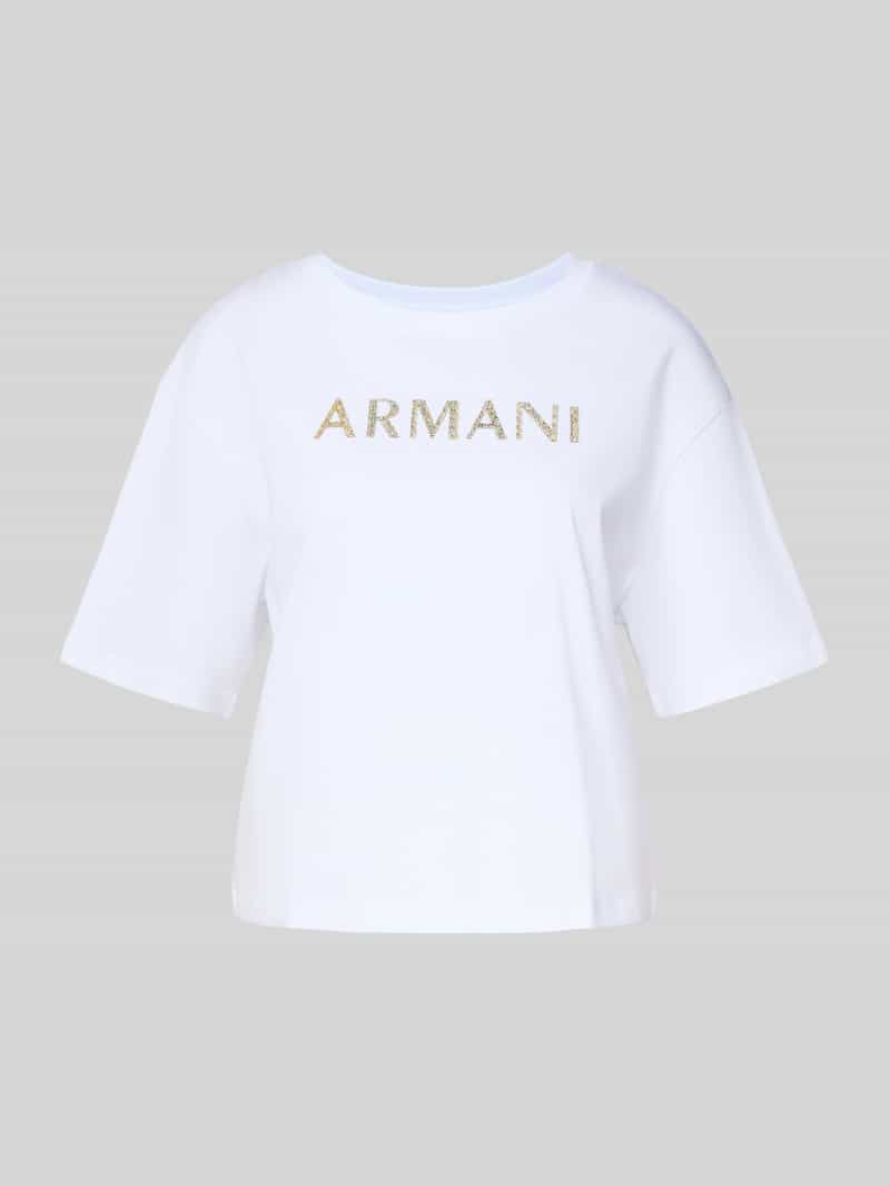 Armani Exchange Boxy fit T-shirt met siersteentjes