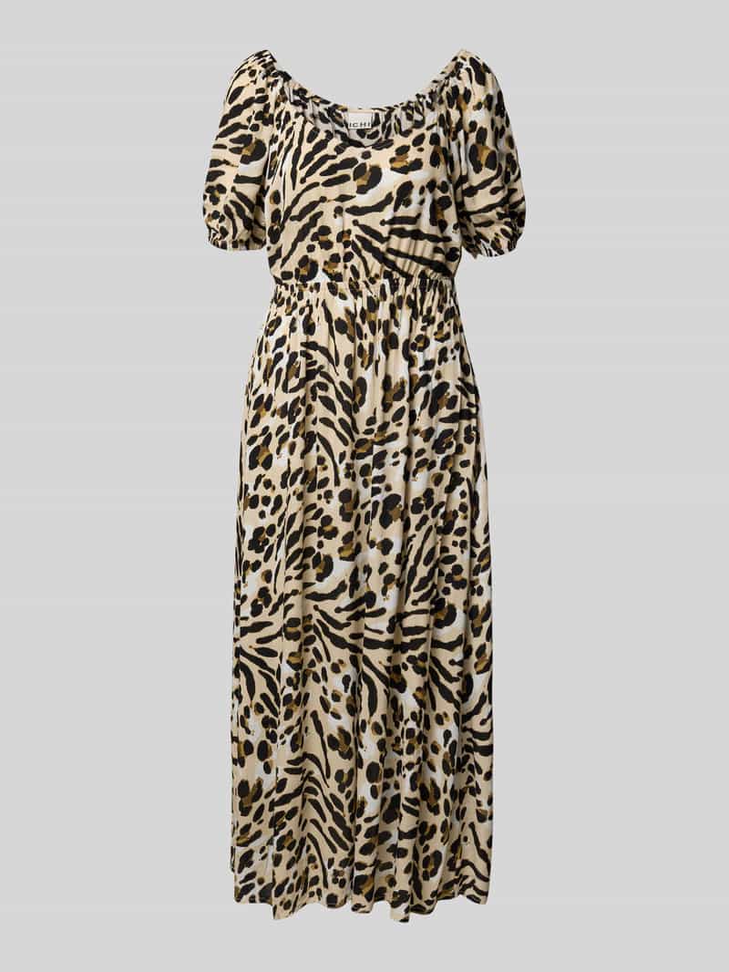 Ichi Midi-jurk van viscose met V-hals