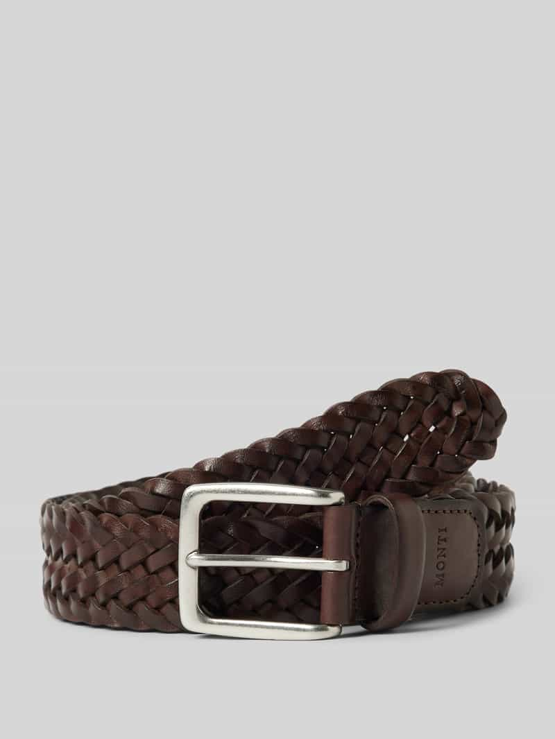 Monti Leren riem in gevlochten look, model 'ALBANY'