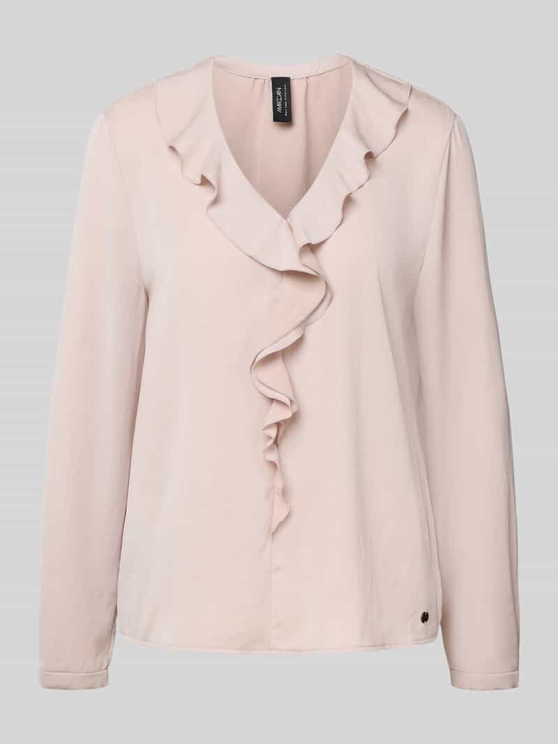Marc Cain Regular fit blouse met V-hals en volants