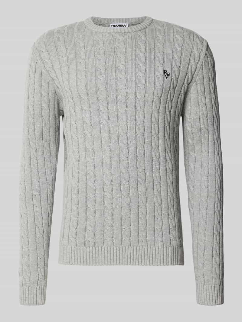 REVIEW Slim fit gebreide pullover met kabelpatroon