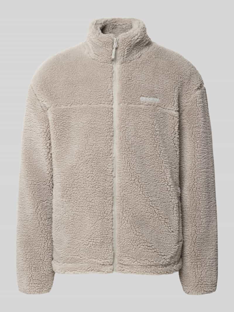 REVIEW Fleecejack met labeldetail en ritssluiting