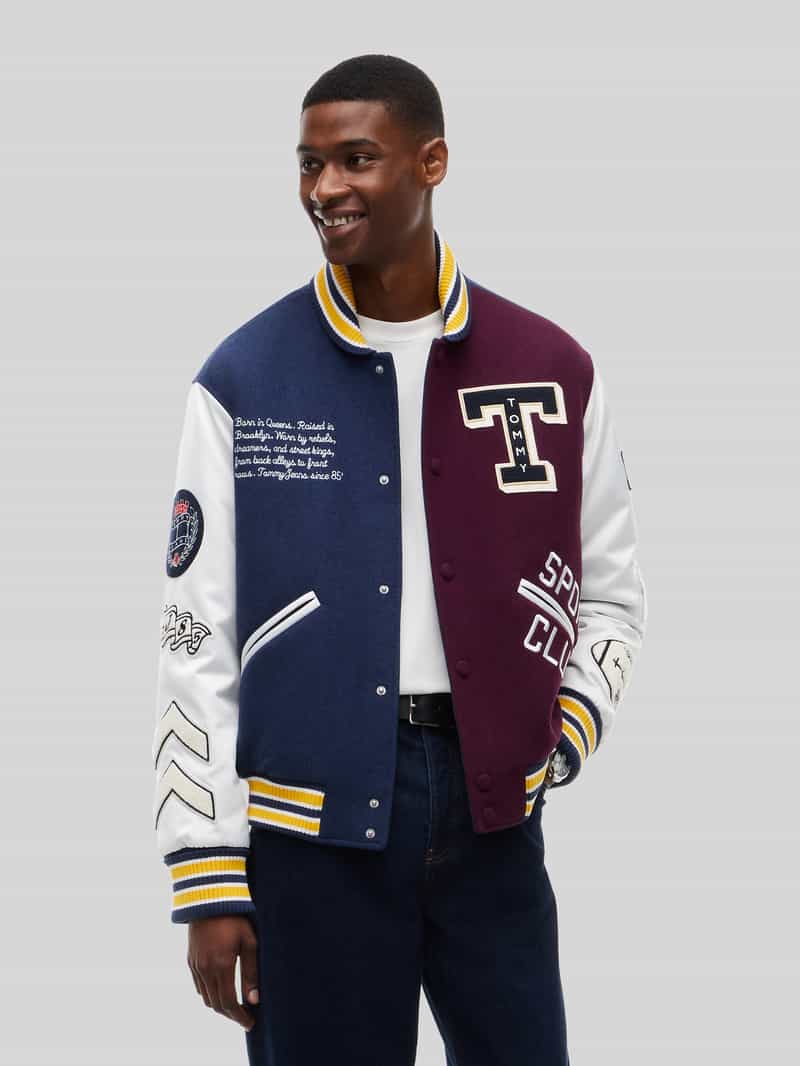 Tommy Jeans Regular fit bomberjack van wolmix model 'LETTERMAN'