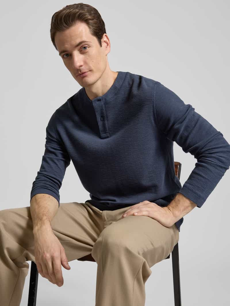 JOOP! JEANS Shirt met lange mouwen en geribde ronde hals model 'Iram'