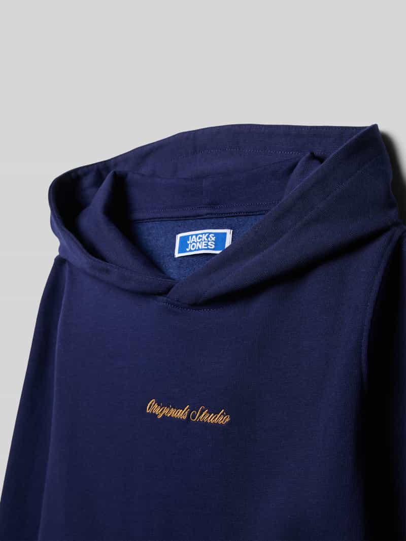 jack & jones Hoodie met labelstitching en kangoeroezak