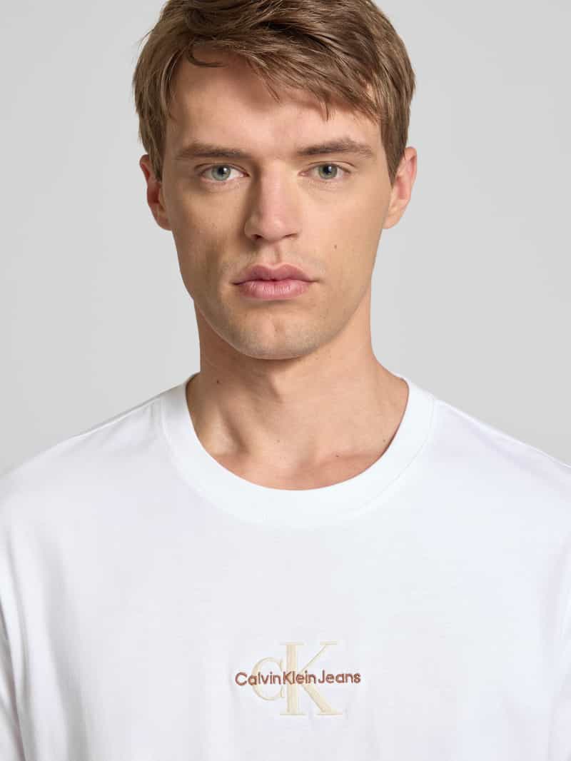 Calvin Klein Jeans T-shirt met ronde hals en labelstitching