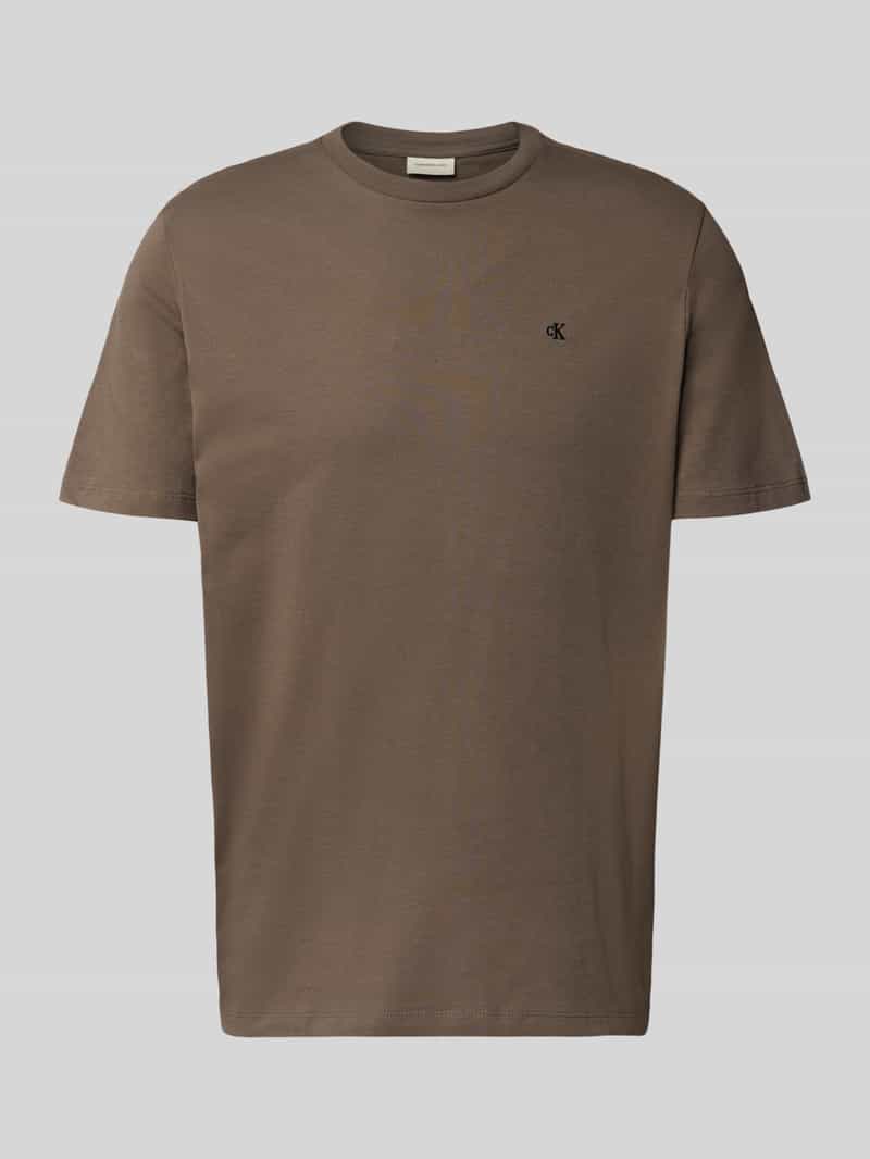 Calvin Klein Jeans T-shirt met geribde ronde hals