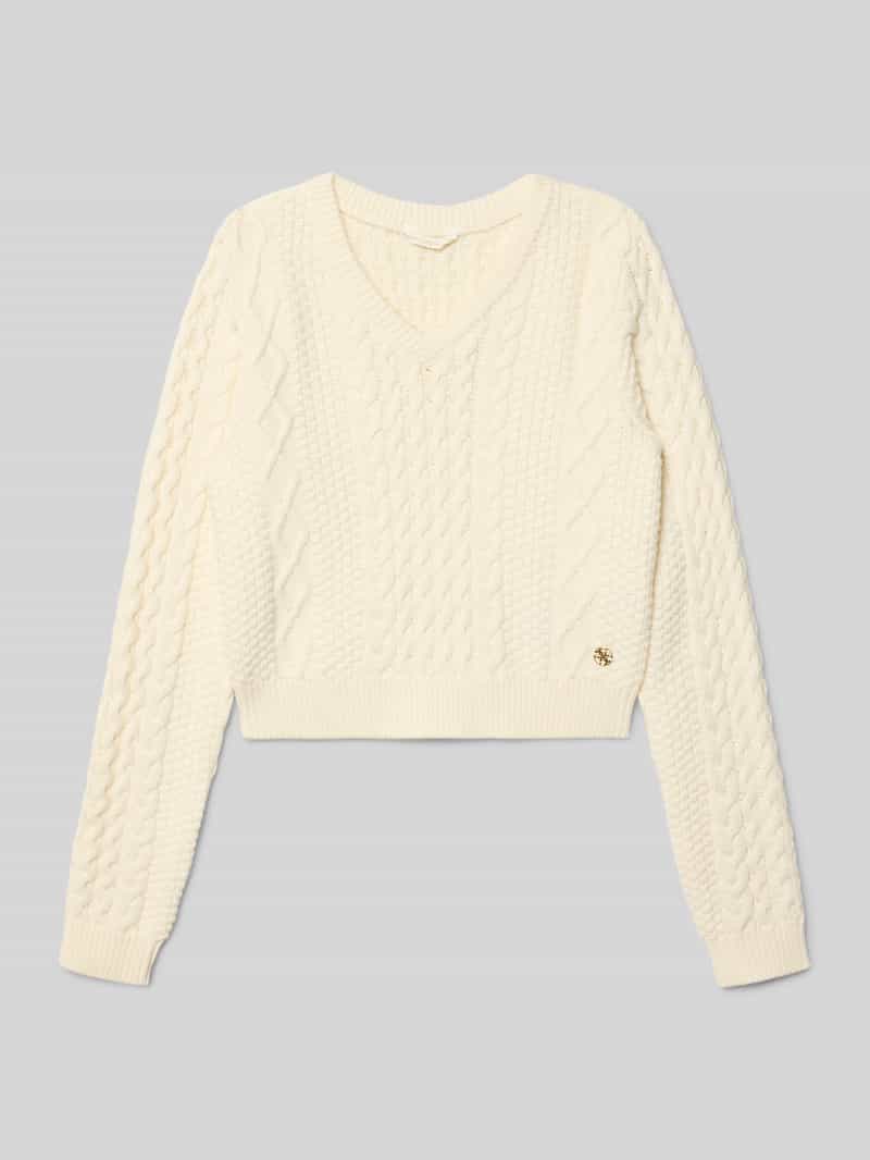 Guess Korte gebreide pullover met labeldetail