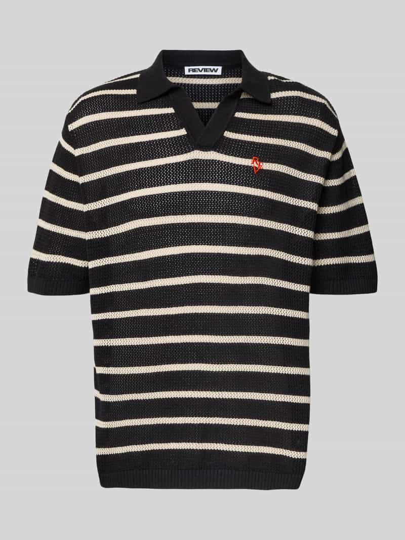 Gebreid shirt met polokraag en labelstitching