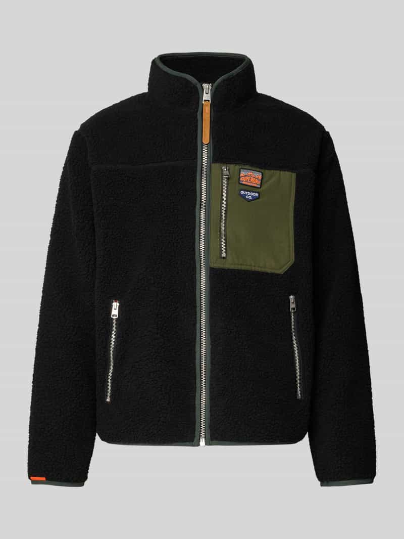 Superdry Fleecejack met opstaande kraag en ritszakken