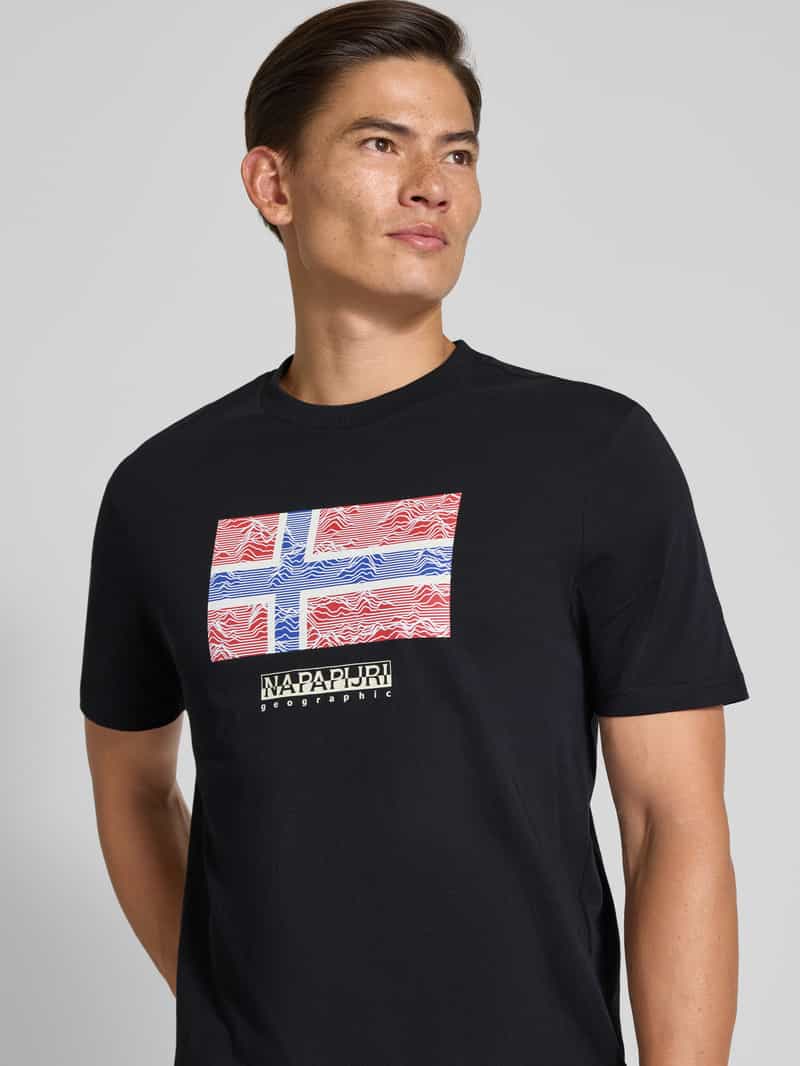 Napapijri T-shirt met labelprint model 'DRAPEAU'