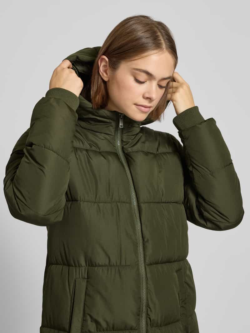 Pieces Regular fit gewatteerde lange jas met storm cuffs model 'BEE'