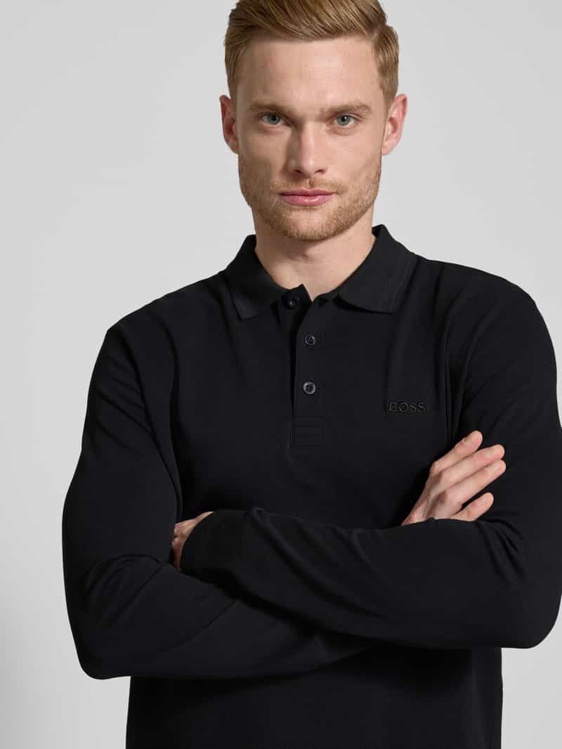 BOSS Green Regular fit poloshirt met labelstitching model 'Plisy'
