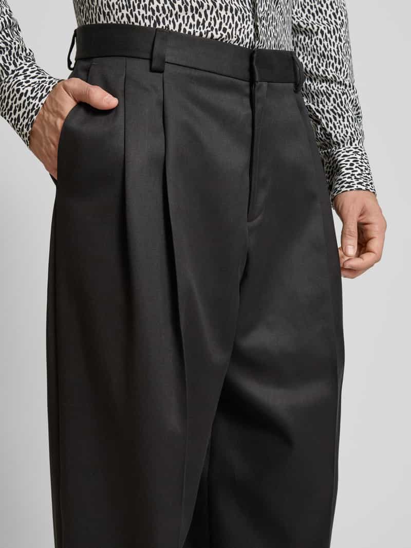 HUGO Straight leg bandplooibroek met riemlussen model 'Fedix'