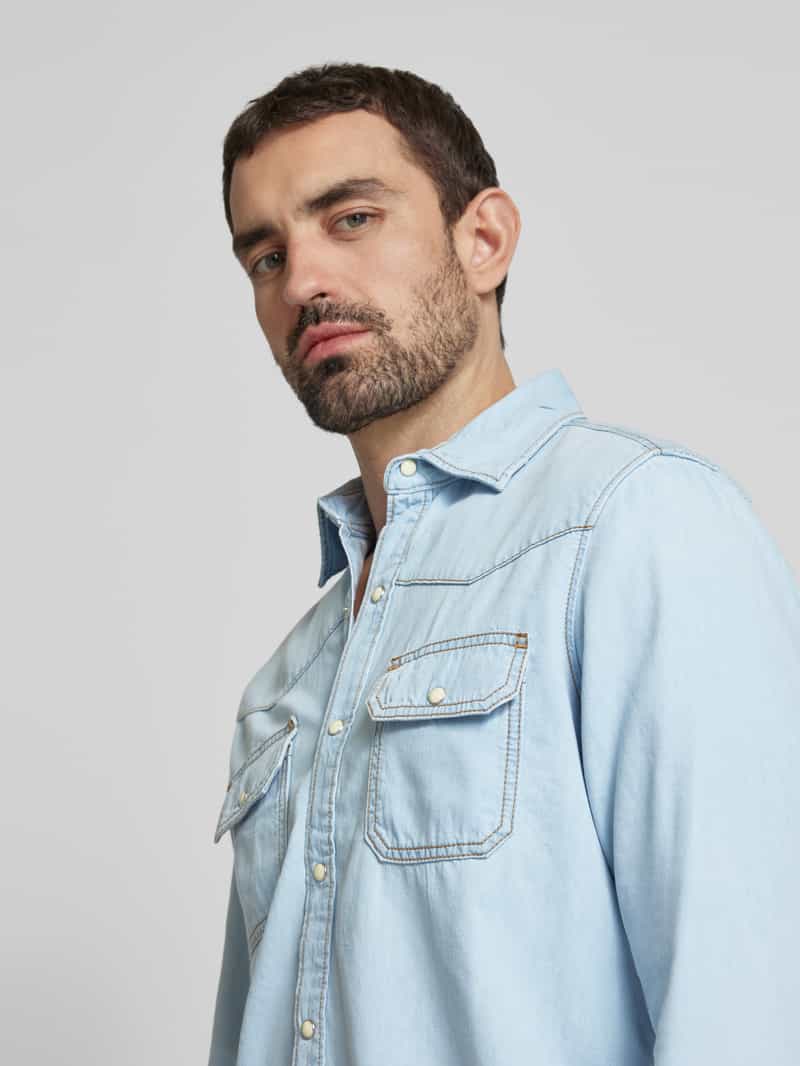 s.Oliver RED LABEL Regular fit jeansoverhemd van een katoenmix in western-stijl