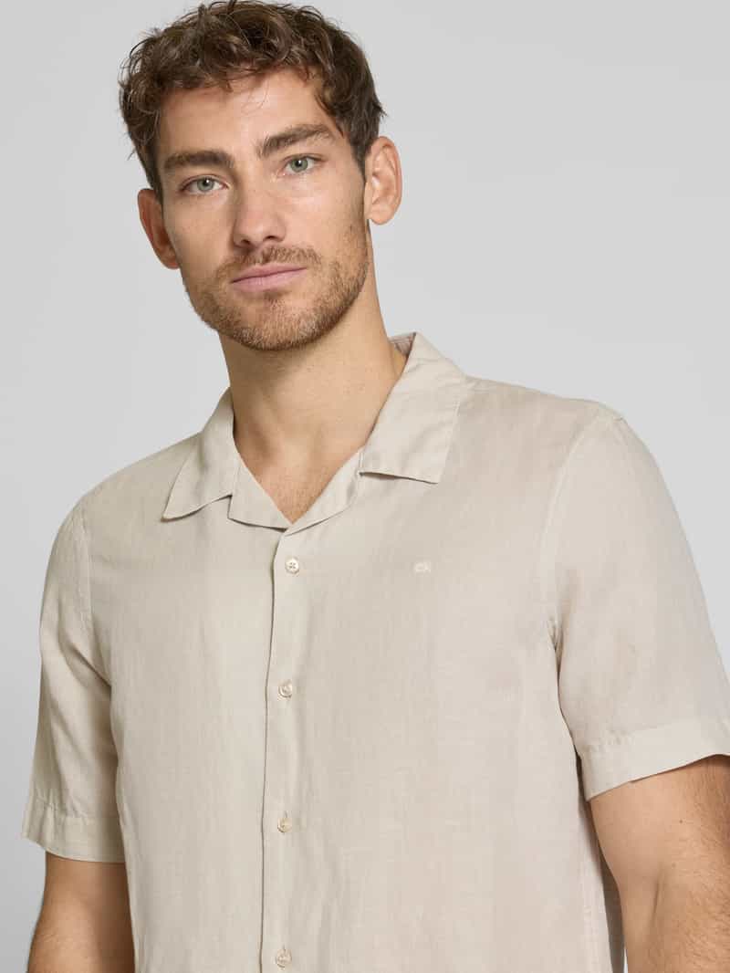 CK Calvin Klein Regular fit linnen overhemd met reverskraag