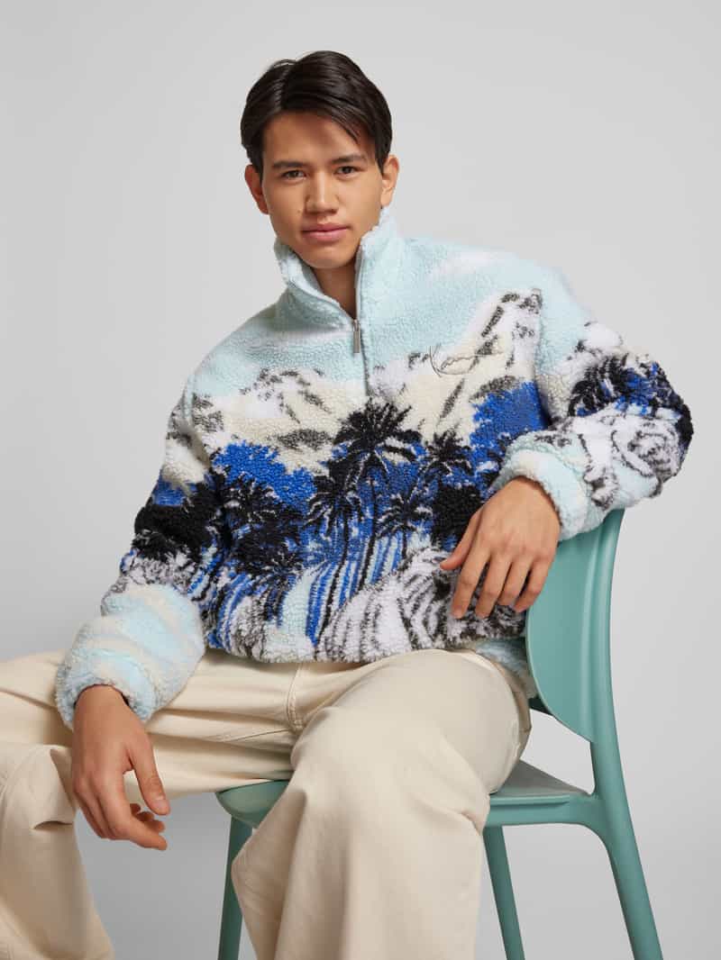 Karl Kani Pullover van teddybont met opstaande kraag