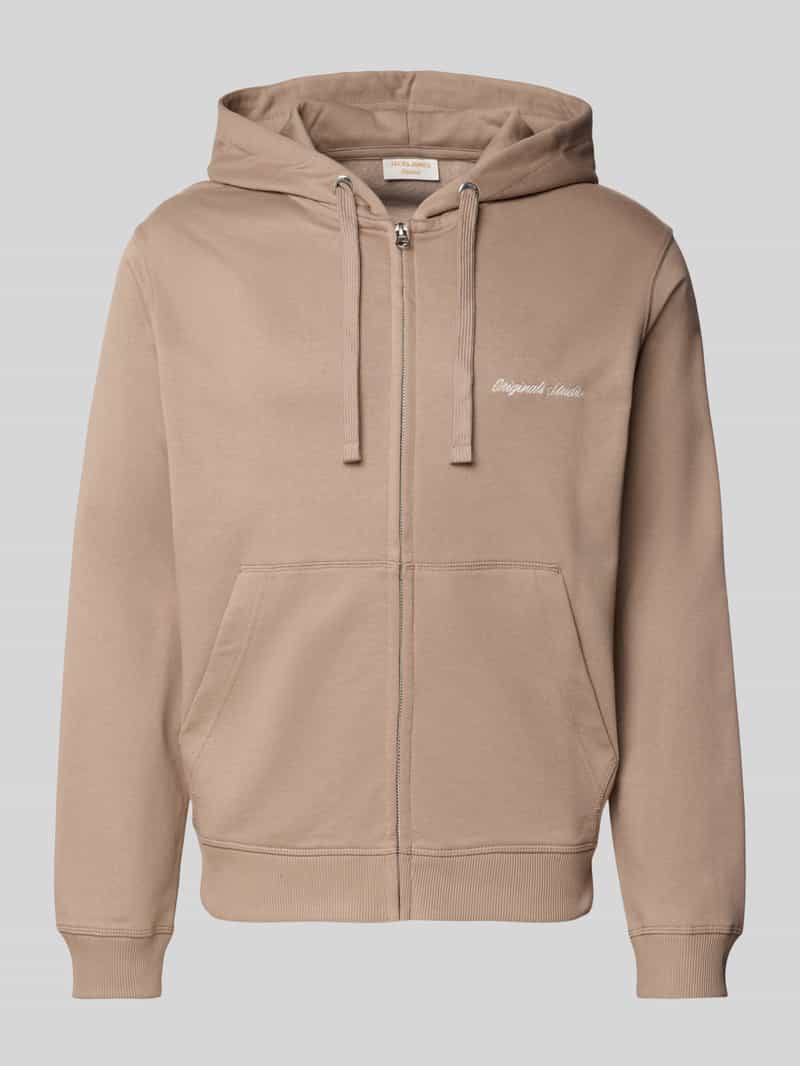 jack & jones Sweatjack met kangoeroezak en ritssluiting