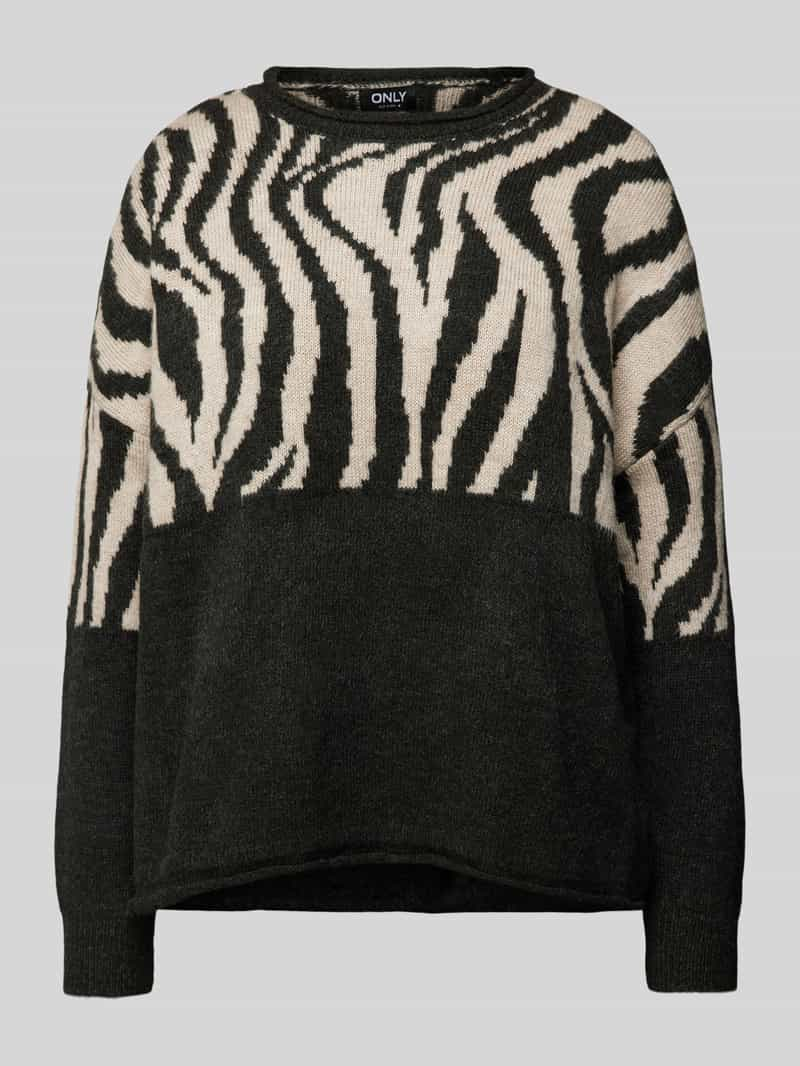 Only Relaxed fit gebreide pullover met rolzoom en extra brede schouders, modell 'JADE'