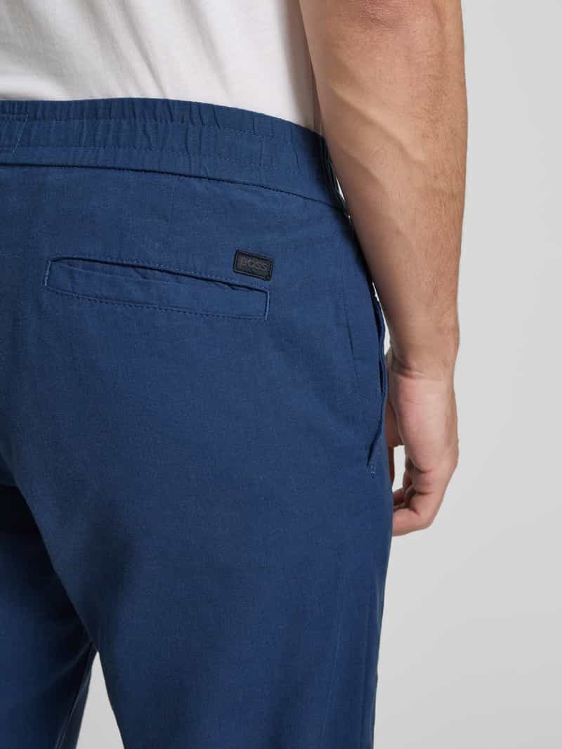 Boss Orange Regular fit linnen broek met tunnelkoord model 'Sanderson'