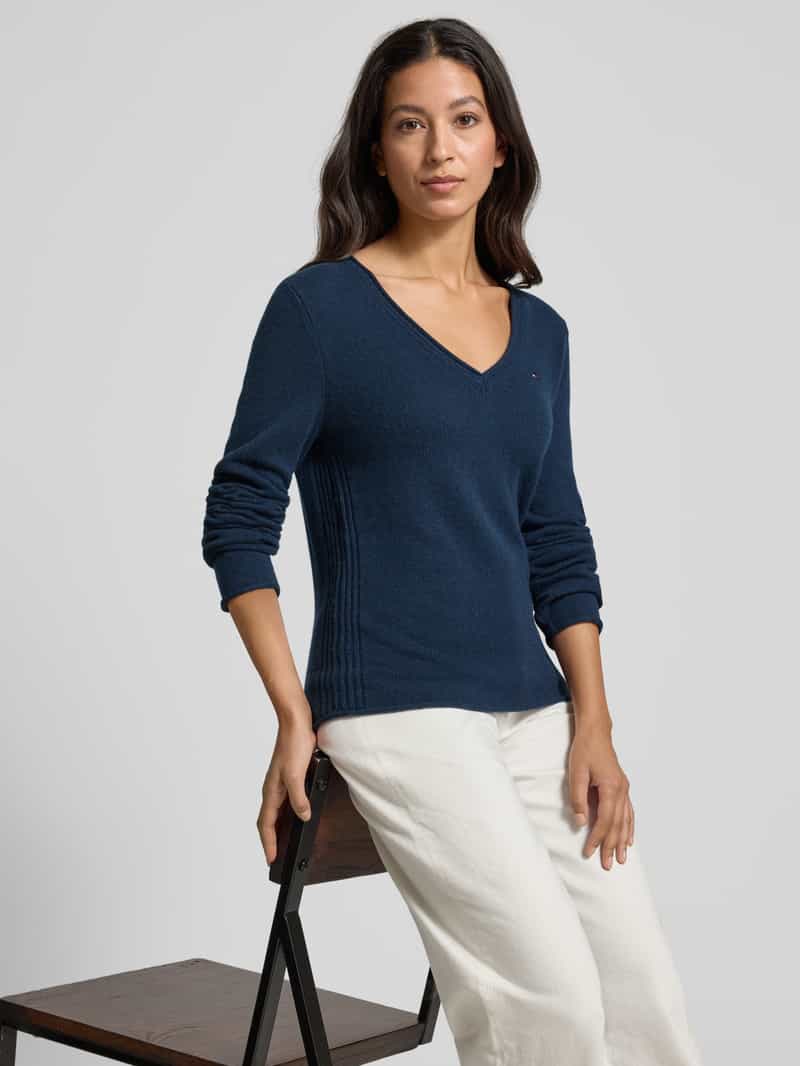 Tommy Hilfiger Slim fit gebreide pullover van zuivere wol