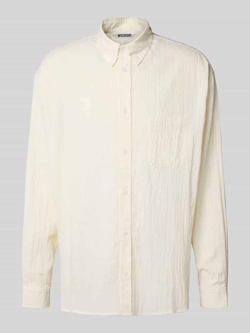 Oversized vrijetijdsoverhemd met knoopsluiting, model 'Seersucker'