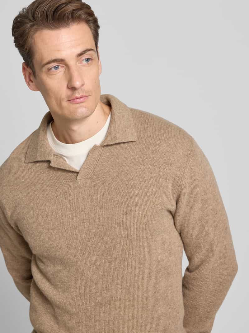 casual friday Gebreide pullover van wolmix met polokraag model 'Karl'