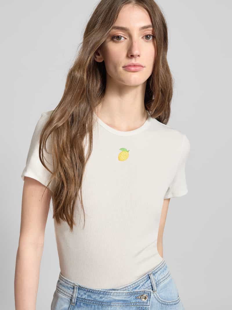 Only Regular fit T-shirt in riblook model 'DANIELLA'