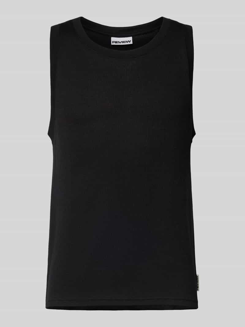 REVIEW Tanktop met ronde hals en labeldetail