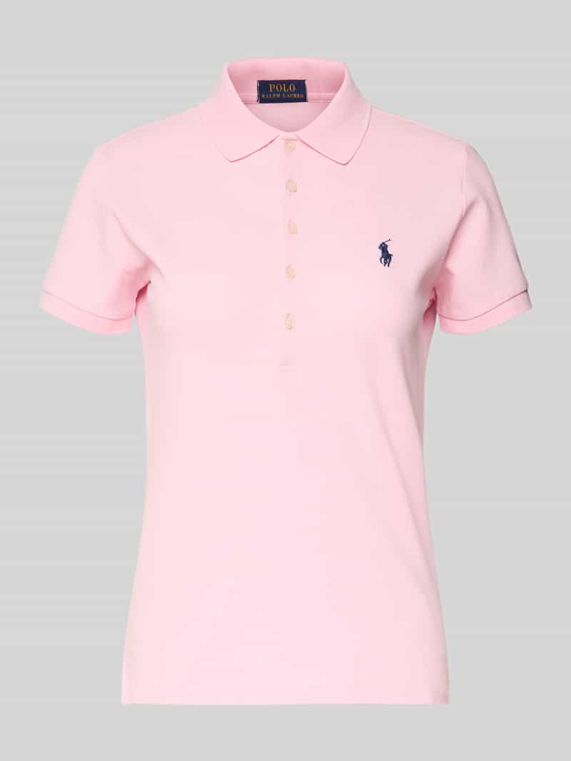 Slim fit poloshirt met logostitching, model 'JULIE'