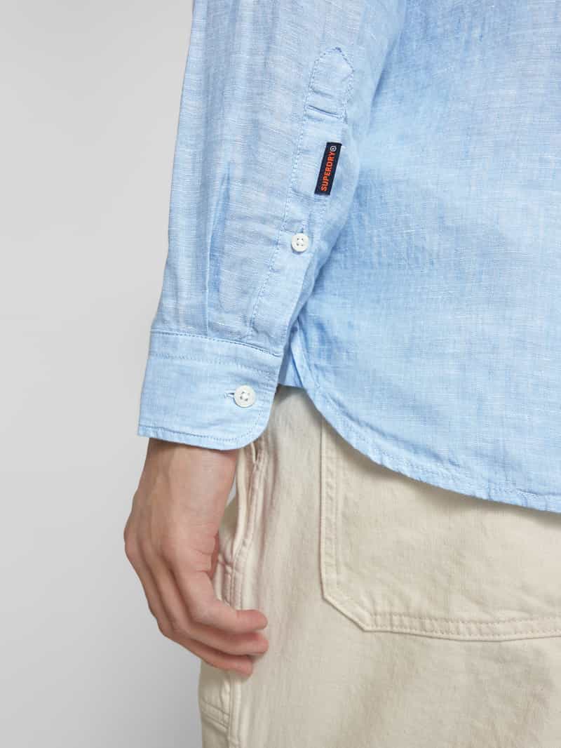Superdry Regular fit linnen overhemd met haaikraag model 'Vacation'