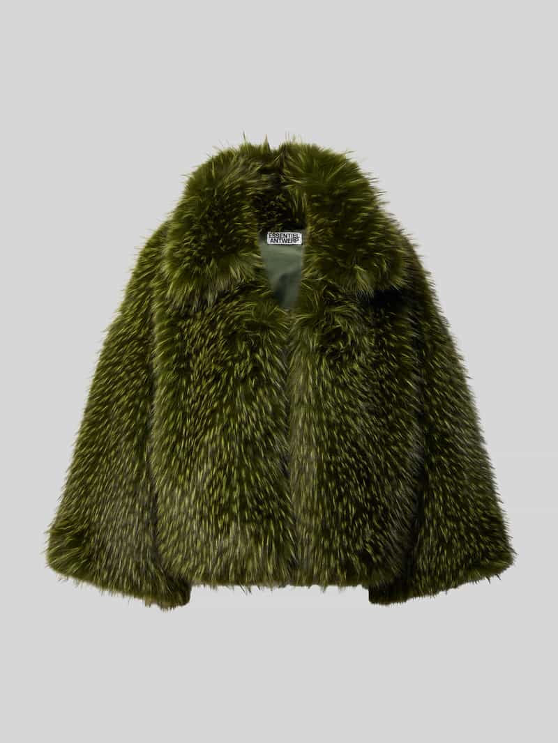 Essentiel Antwerp Oversized imitatiebontjack in melangelook model 'KASTANJE'