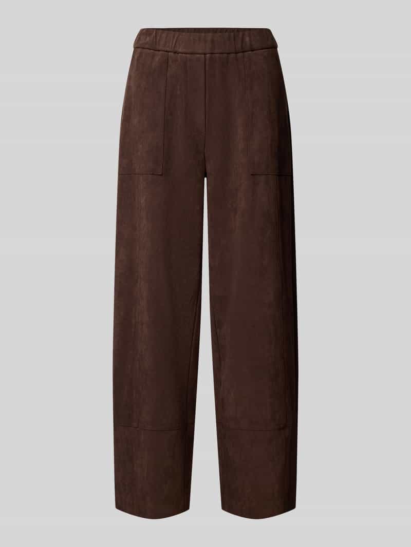 OPUS PANTS barrel fit kunstleer broek met elastische band model 'Metta Cargo'