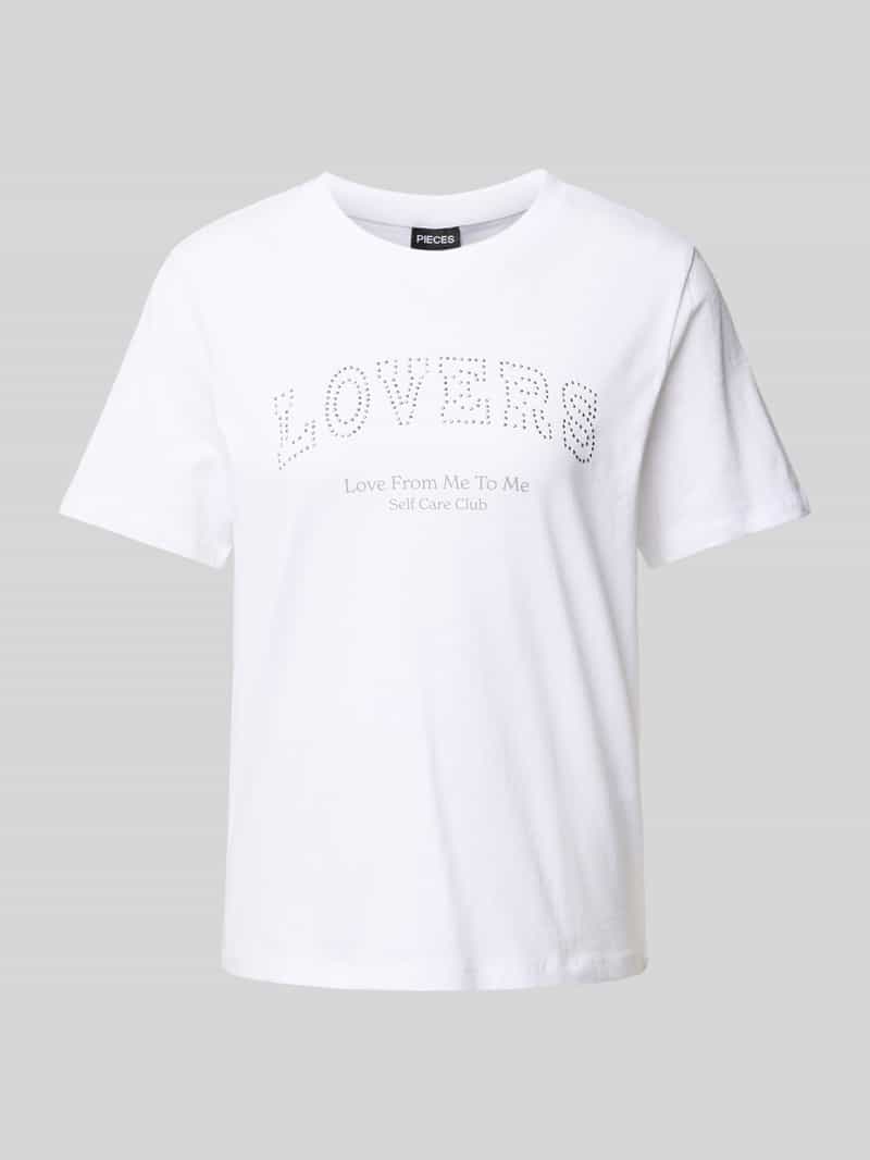 Pieces Regular fit T-shirt van puur katoen model 'TARA'
