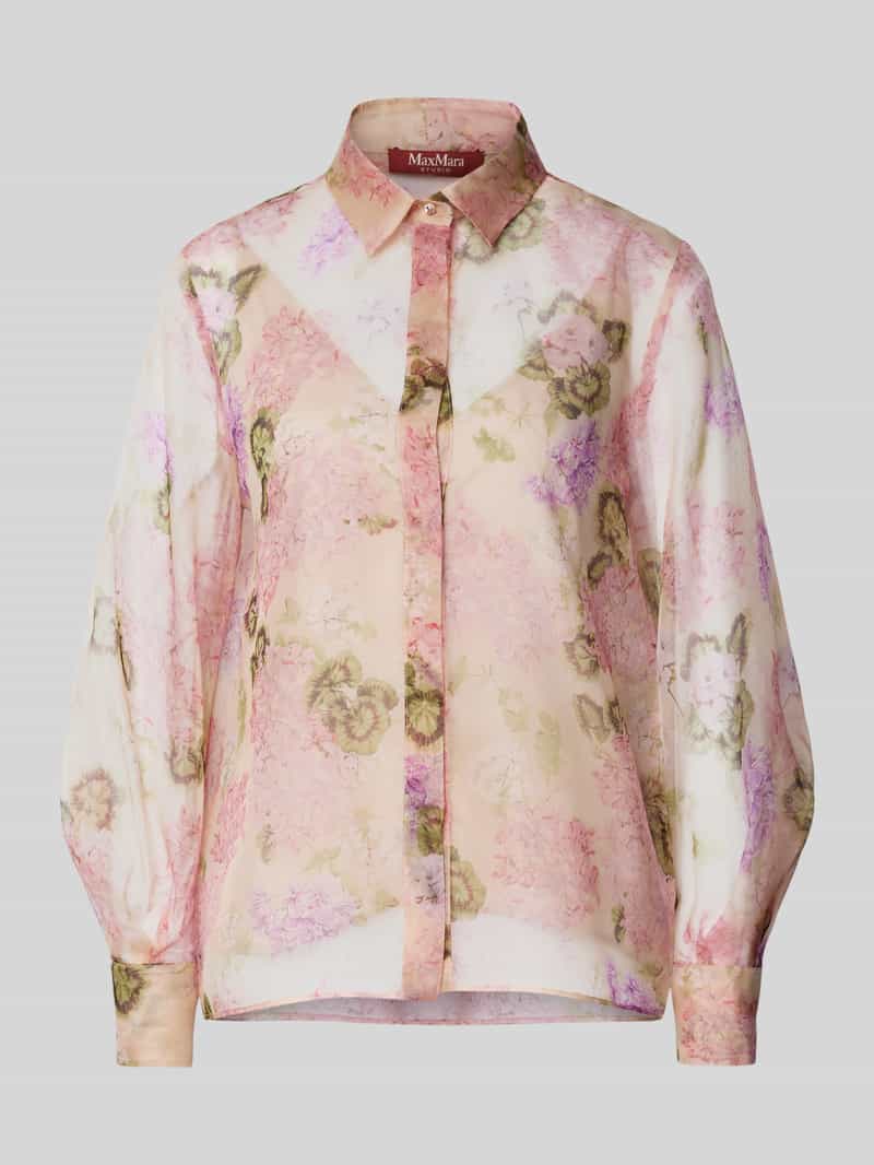 Max Mara Studio Regular fit zijden blouse met blinde knoopsluiting