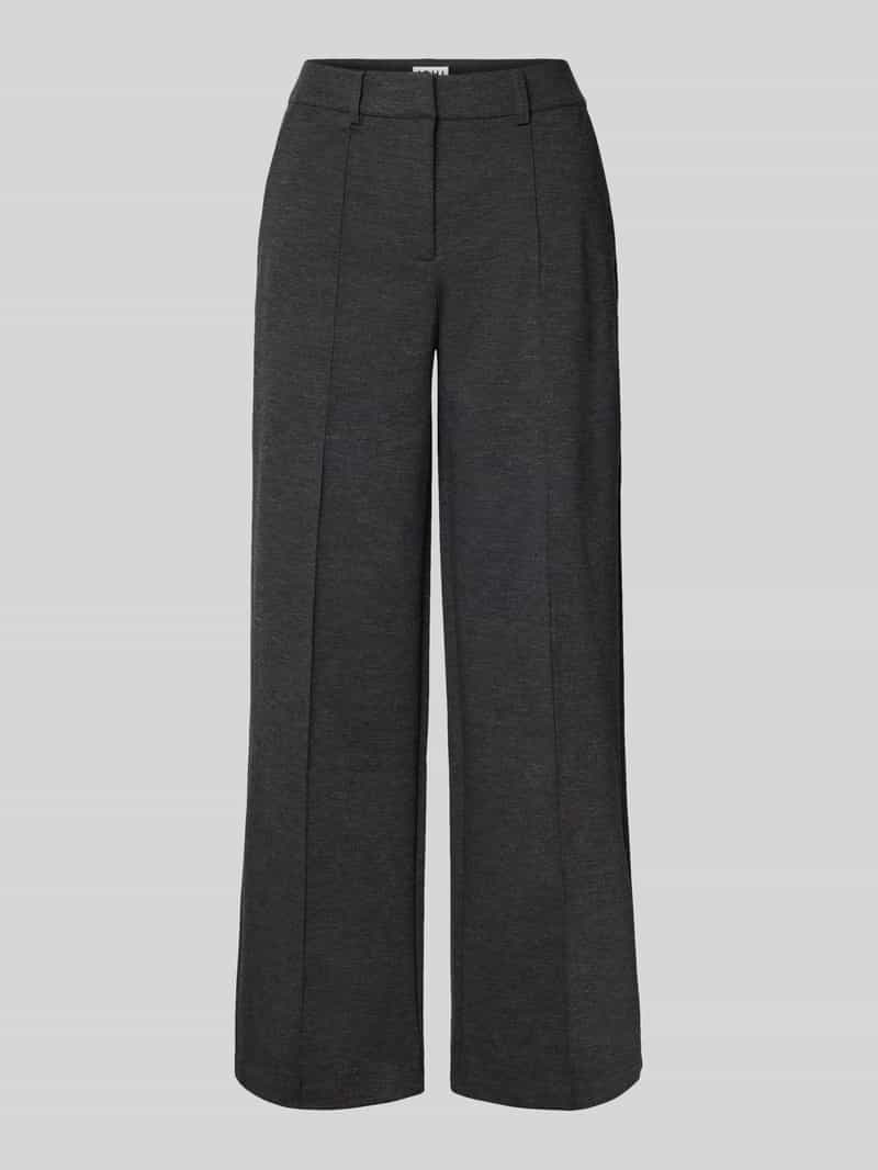 Ichi Wide leg stoffen broek met vaste persplooien model 'KATE'