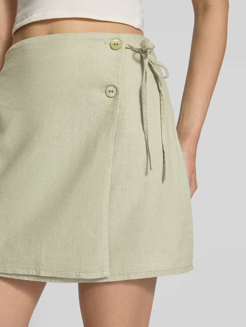 Only Uitlopende wikkelrok van een mix van viscose en linnen model 'CARO'
