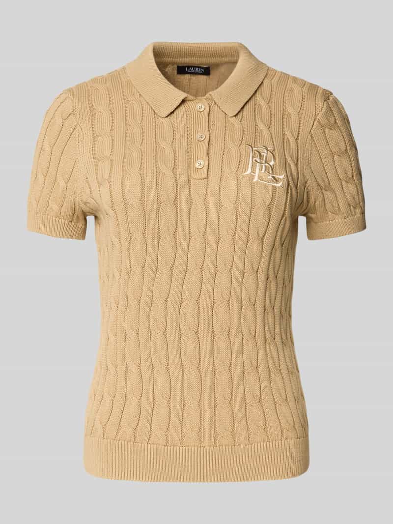 Lauren Ralph Lauren Gebreid shirt met kabelpatroon en polokraag model 'NATRISSA'