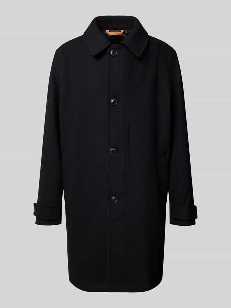 Boss Orange Regular fit lange wollen jas met platte kraag model 'OCOZIER'