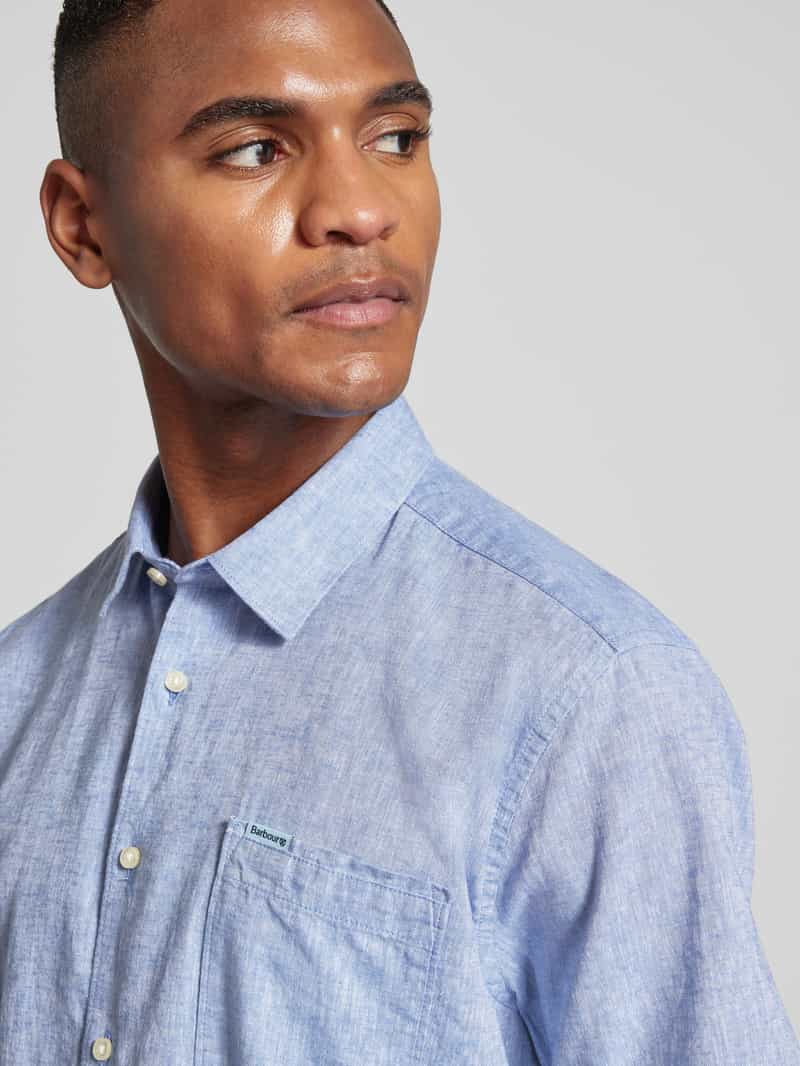 Barbour Regular fit linnen overhemd met borstzak model 'Nelson'