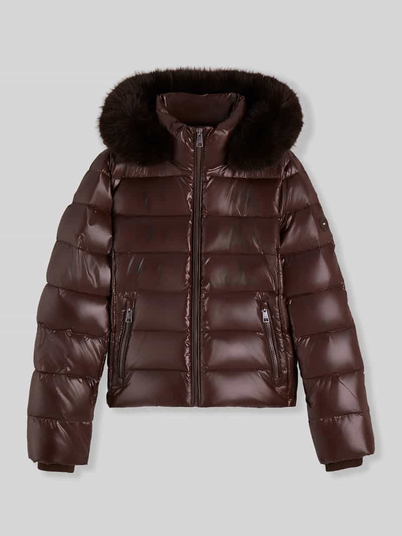 Tommy Hilfiger Regular fit buffer jacket met afneembare bontcapuchon