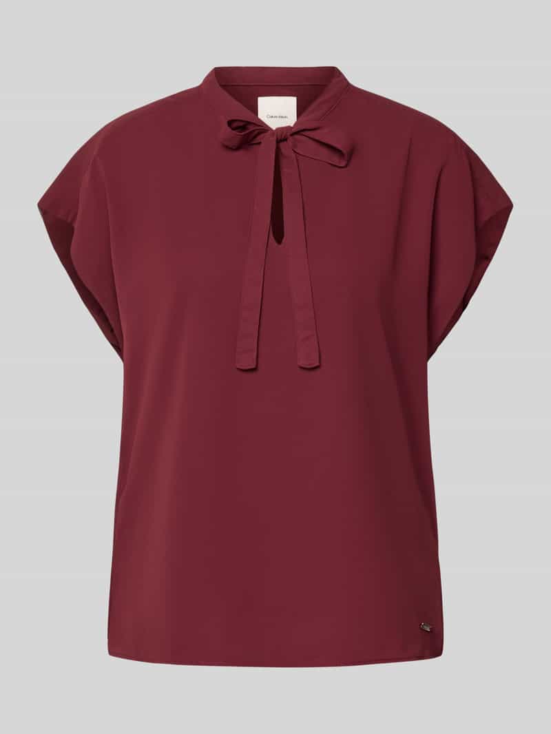 Calvin Klein Womenswear Regular fit blouse met druppelvormige hals model 'Tie'
