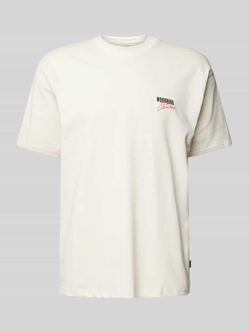 WOODBIRD T-shirt met labelprint model 'Baine Ganbei'
