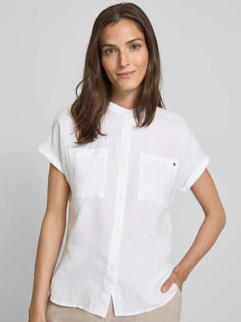 Tommy Hilfiger Relaxed fit linnen blouse met korte mouwen