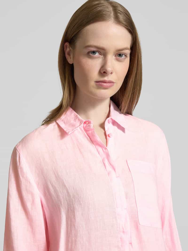 BRAX Regular fit linnen blouse met borstzak model 'Vickie'