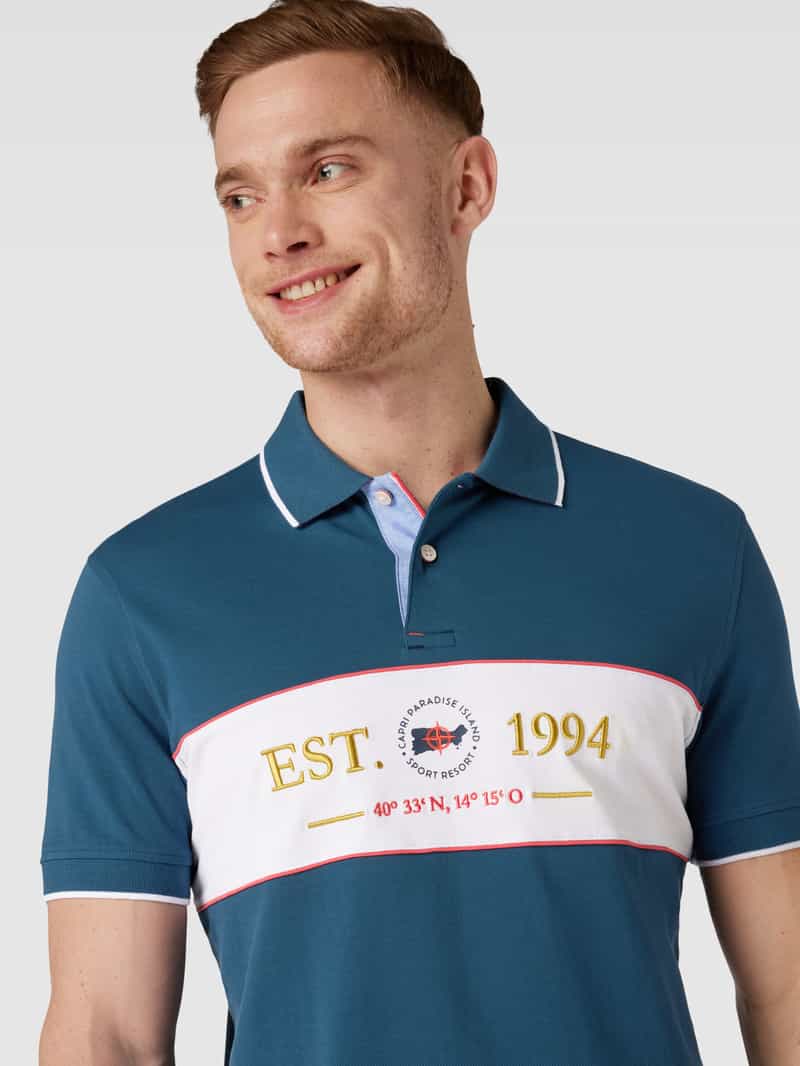 Christian Berg Men Slim fit poloshirt met stitchingmotief