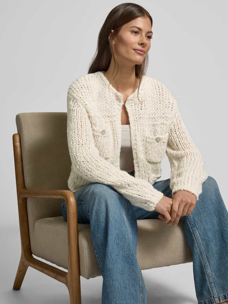 Oui Gebreid jack met wol en labeldetails