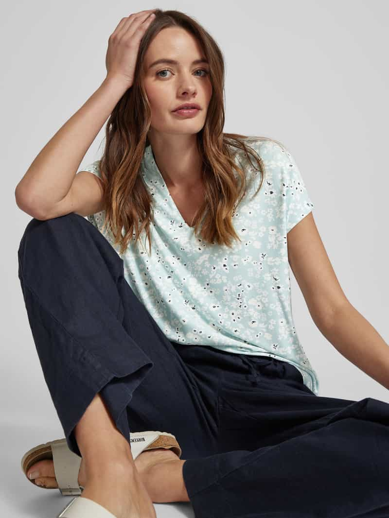 Tom Tailor T-shirt met all-over motief en V-hals