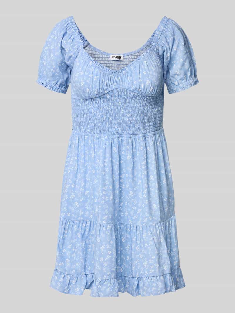 Mini-jurk van viscose met smokdetails