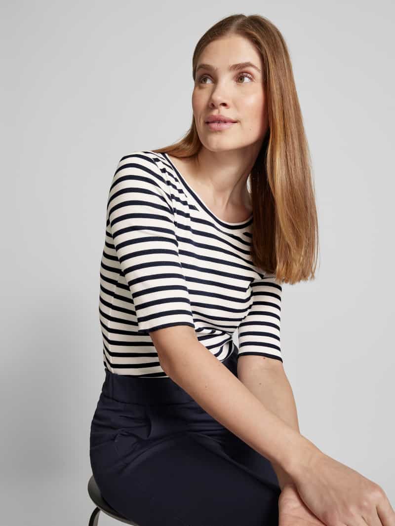Marc Cain T-shirt van viscose met labeldetail model 'ADDITIONS'